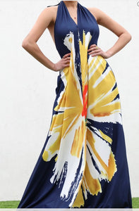 The Tropical Sunshine Blue Maxi Dress