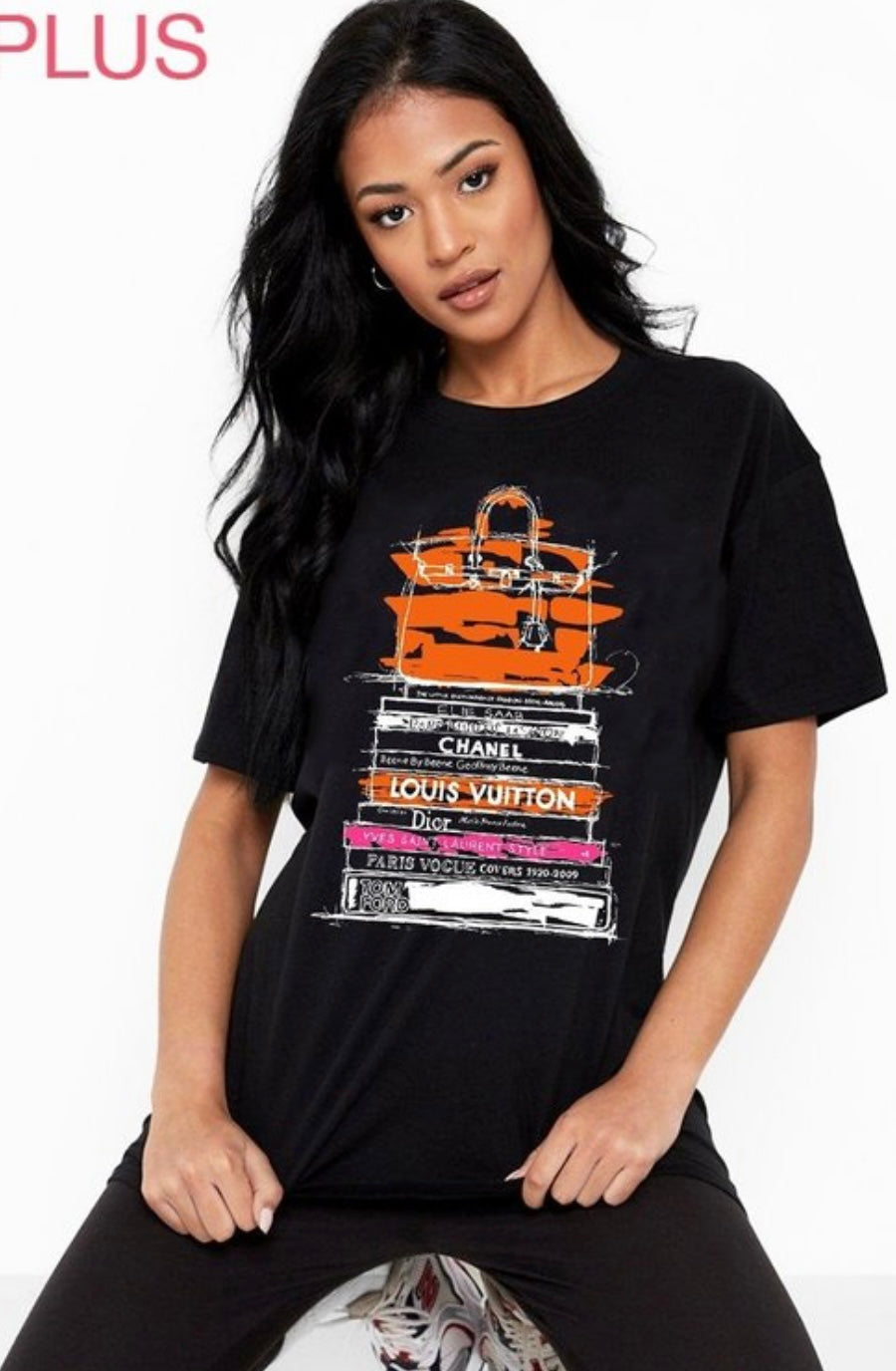 Stacked Book Labels T-Shirt (PLUS)
