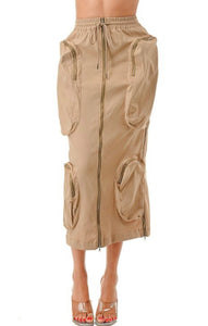 Tan Cargo Skirt (Curvy)